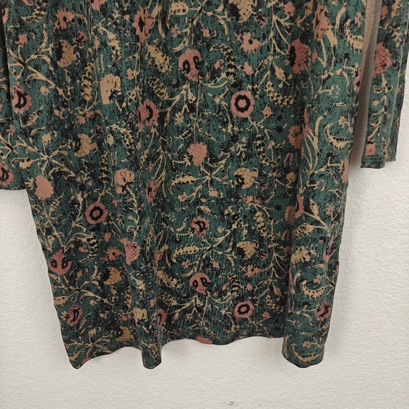 Peruvian Connection Orla Long Sleeve Green Floral Mini Tunic Dress Size XS - Picture 12 of 15
